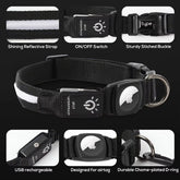 Led Dog Collar for Apple Airtag Finder Waterproof Light USB Chargeable Airtag Collar Pet Accessories for Puppy Medium Large Dogs