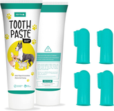 Dog & Cat Dental Care Kit – Finger Toothbrush Set + Pet Toothpaste (4 Brushes + 100g Paste)