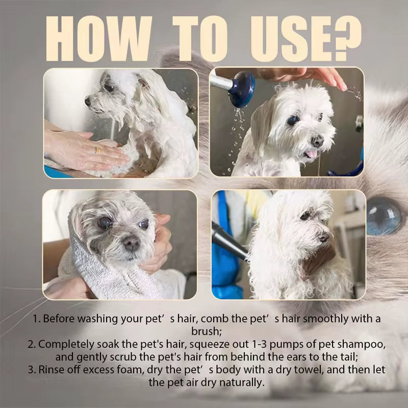 Pet Shampoo Is Gentle and Clean. Pet Cat and Dog Hair Is Soft and Non Knotting. Shampoo Shampoo