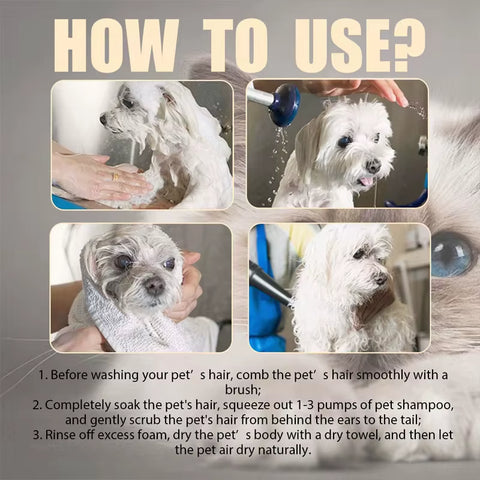 Pet Shampoo Is Gentle and Clean. Pet Cat and Dog Hair Is Soft and Non Knotting. Shampoo Shampoo