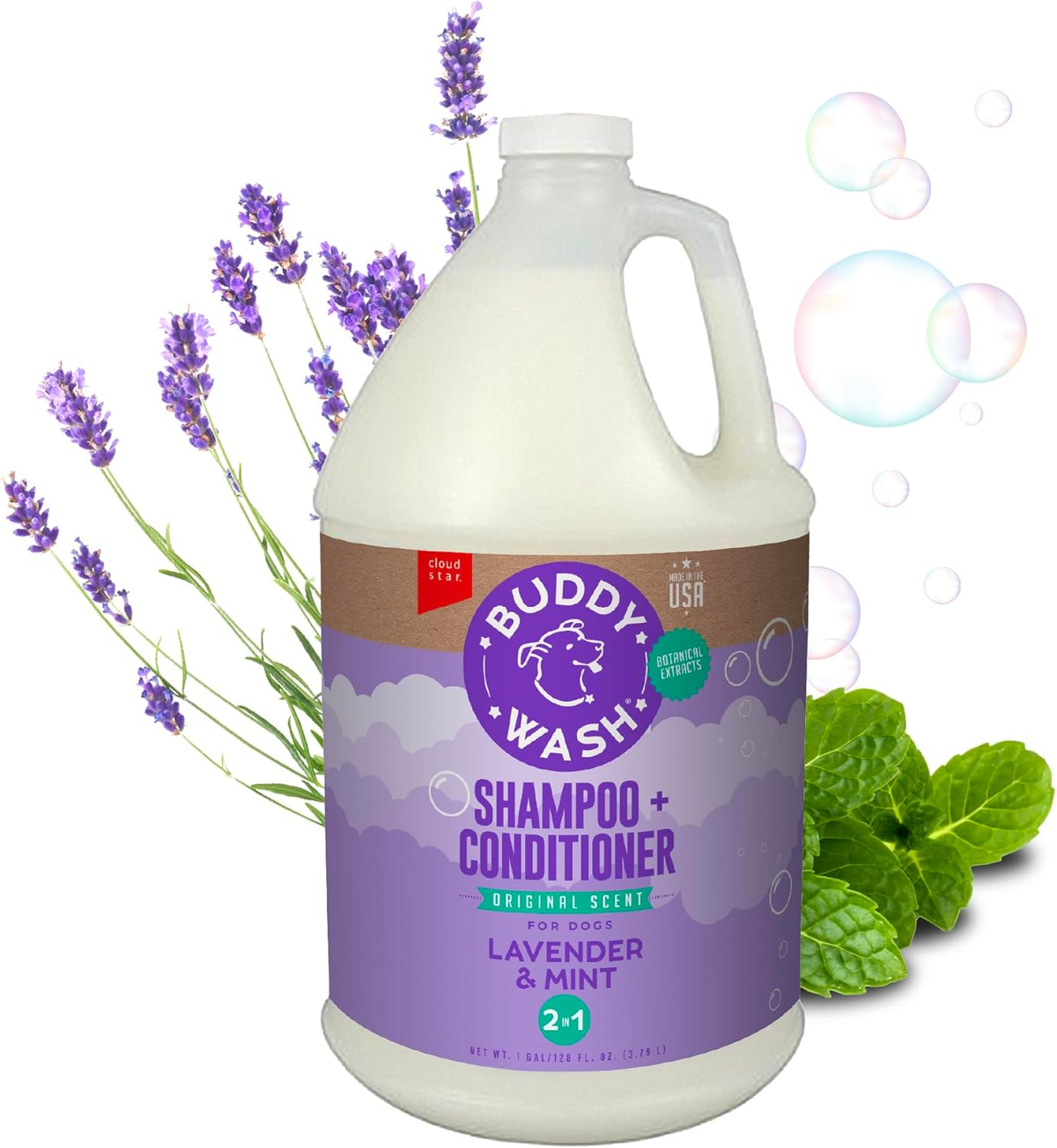 Buddy Wash 2-in-1 Dog Shampoo & Conditioner | Lavender & Mint (1 Gallon)