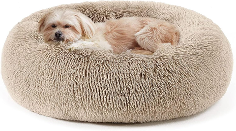 Calming Dog & Cat Bed – Anti-Anxiety Donut Plush Bed for Small & Medium Pets (20–30”)