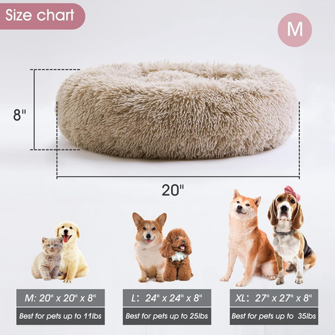 Calming Dog & Cat Bed – Anti-Anxiety Donut Plush Bed for Small & Medium Pets (20–30”)