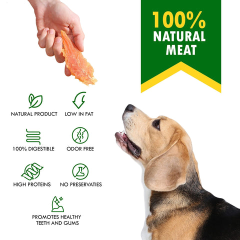 Natural Chicken Jerky Dog Treats | 100% Pure Grain-Free Training Snacks (300g)