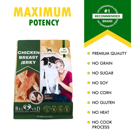 Natural Chicken Jerky Dog Treats | 100% Pure Grain-Free Training Snacks (300g)