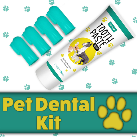 Dog & Cat Dental Care Kit – Finger Toothbrush Set + Pet Toothpaste (4 Brushes + 100g Paste)