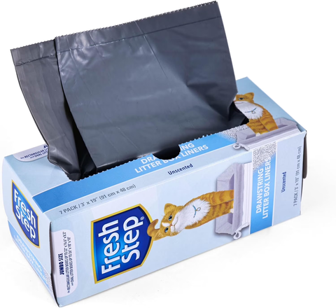 Jumbo Drawstring Cat Litter Box Liners – Unscented Heavy Duty Liners (36" x 19", 7 Count)