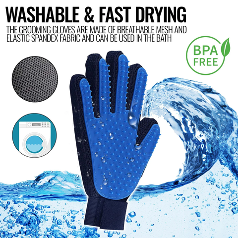 Professional Pet Grooming Gloves Pair | Gentle Deshedding & Massage Mitts