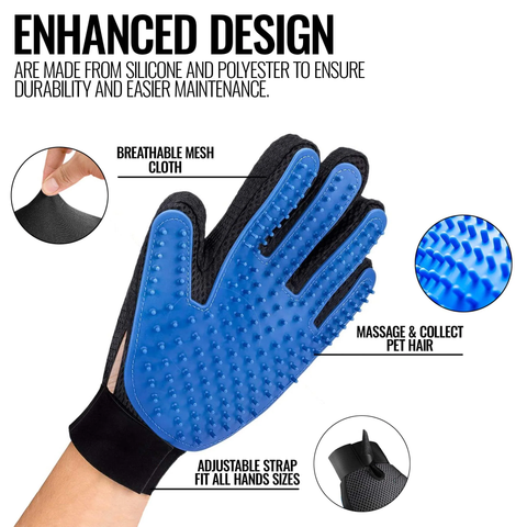 Professional Pet Grooming Gloves Pair | Gentle Deshedding & Massage Mitts