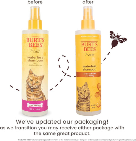 Waterless Cat Shampoo Spray, No-Rinse Cat Dry Shampoo with Shea Butter & Honey for Gentle Cleaning between Baths, Ph Balanced, No Harsh Detergents, 10 Fl Oz - 2 Pack