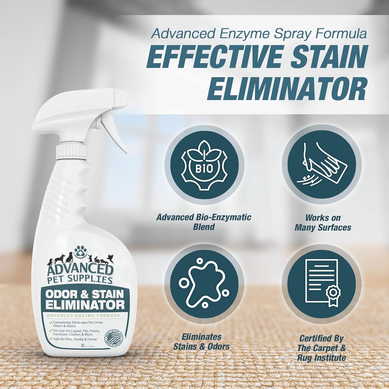 Odor Eliminator Combo Pack - Cleans Accidents in a Hurry without Dangerous Ingredients That Can Make Pets Sick - Bio-Enzyme Cat and Dog Urine Pee Smell Remover Carpet Cleaner