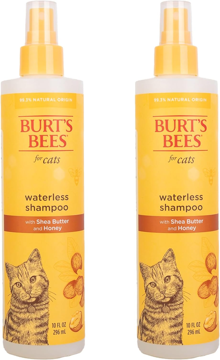 Waterless Cat Shampoo Spray, No-Rinse Cat Dry Shampoo with Shea Butter & Honey for Gentle Cleaning between Baths, Ph Balanced, No Harsh Detergents, 10 Fl Oz - 2 Pack