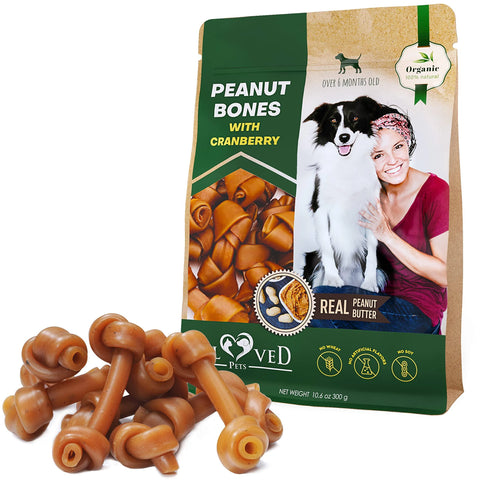 Rawhide-Free Peanut Butter & Cranberry Dog Bones | Natural Dental Chews